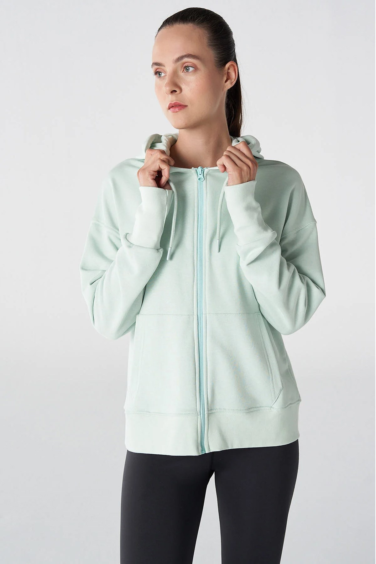 Hummel T-ic icona Zip Kadın Sweatshirt 921774-2519 Yeşil